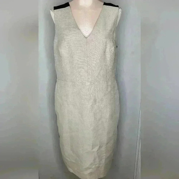 Ann Taylor NWT Sheath V Neck Dress New Cotton Linen Womens Size 14 - Picture 1 of 8